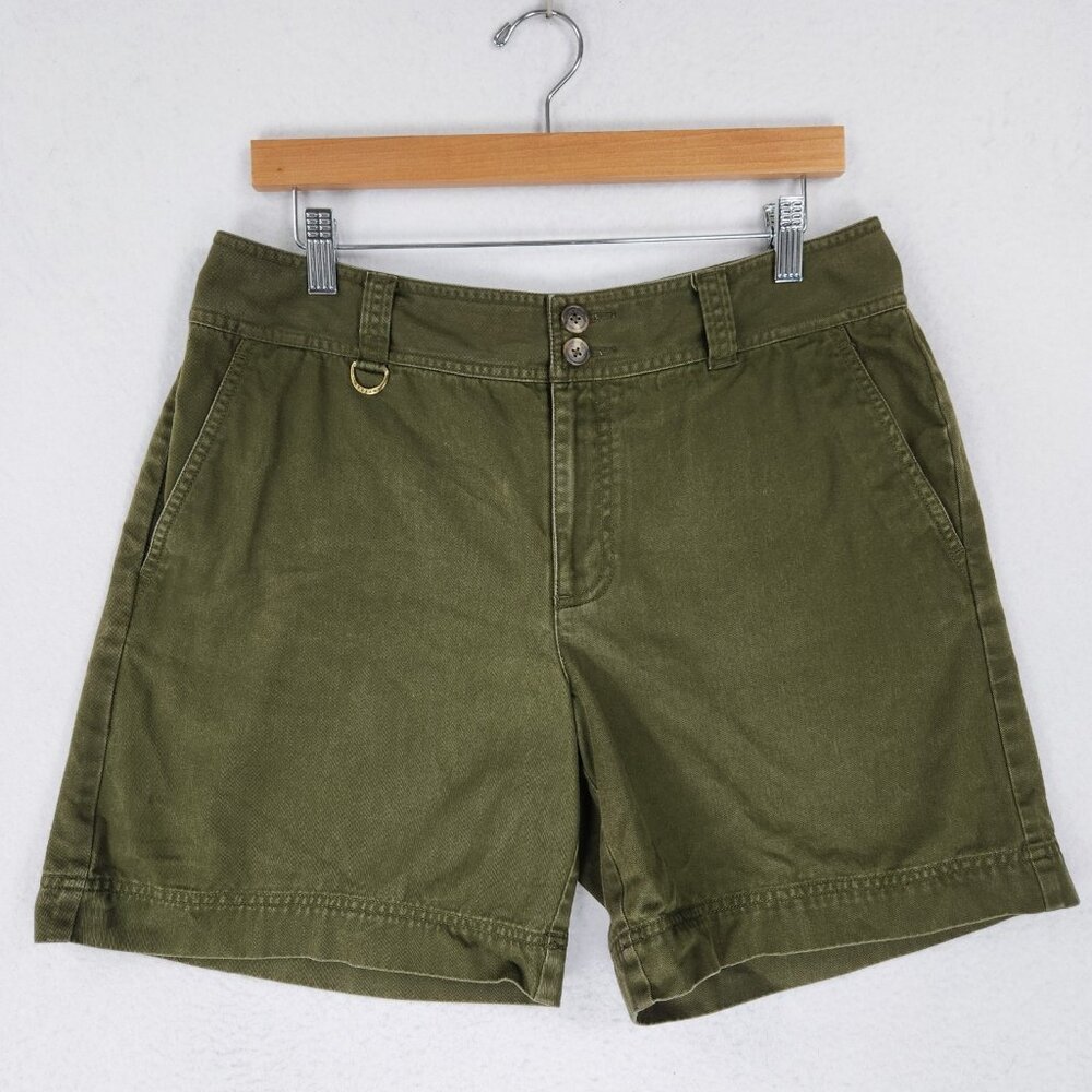 Ralph Lauren Shorts Womens 10 Green Mid Rise LRL Cotton Chino Equestrian Casual